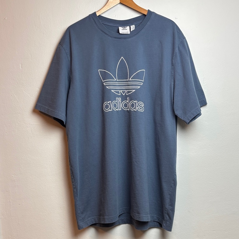 Adidas Adicolor Oversize Embroidered Trefoil Outline Men’s T-Shirt Light Blue XL